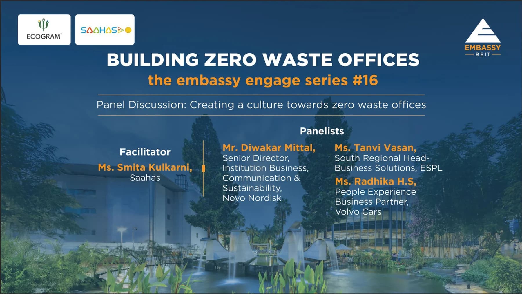 Embassy engage series #16: Building zero waste offices — panel discussion