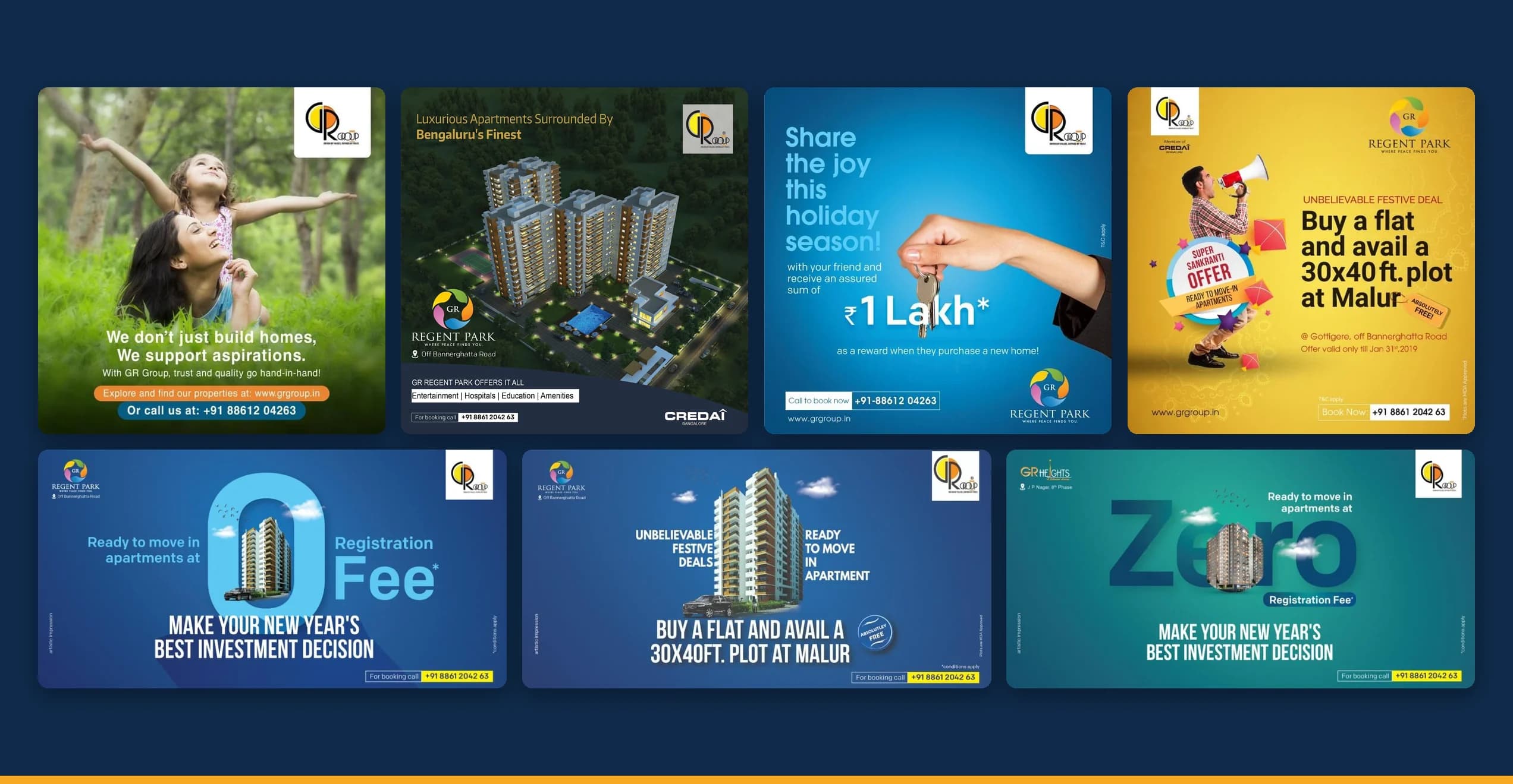 GR Group Regent Park work by Ruckus: social posts and web banners for festive and new-year offers