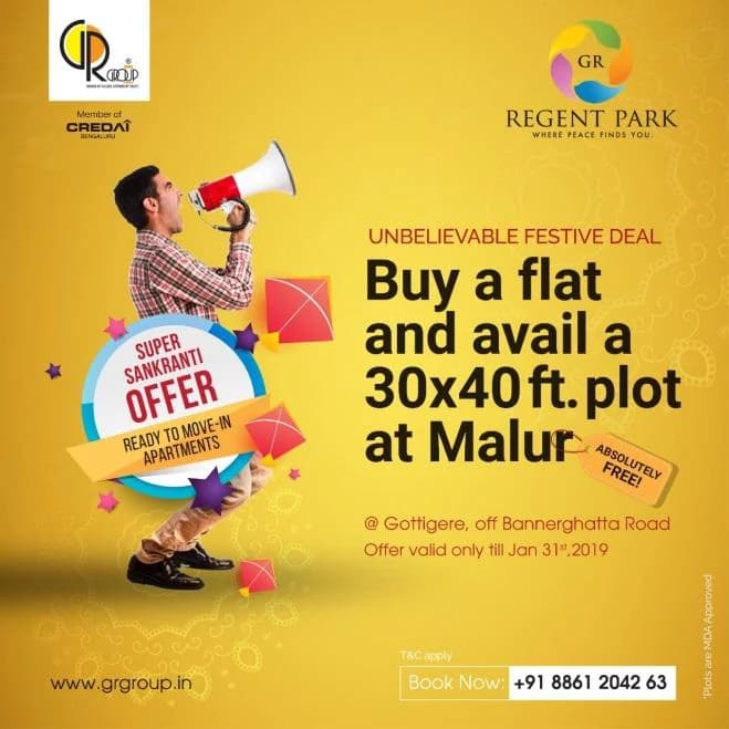 Post: “Buy a flat and avail a 30×40 ft plot at Malur”