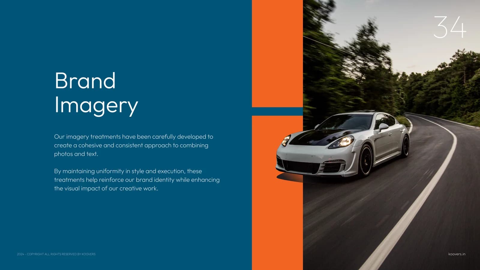 Brand Guidelines: brand imagery — a sports car on an open road