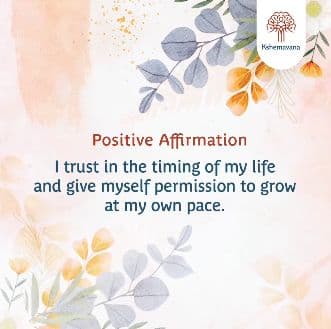 Social post: a positive affirmation on a soft watercolour leaf background