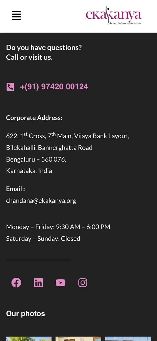 Ekakanya on mobile — Footer
