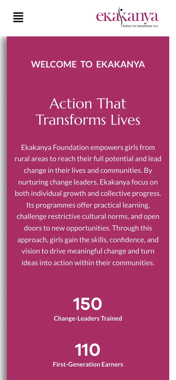 Ekakanya on mobile — Welcome & numbers