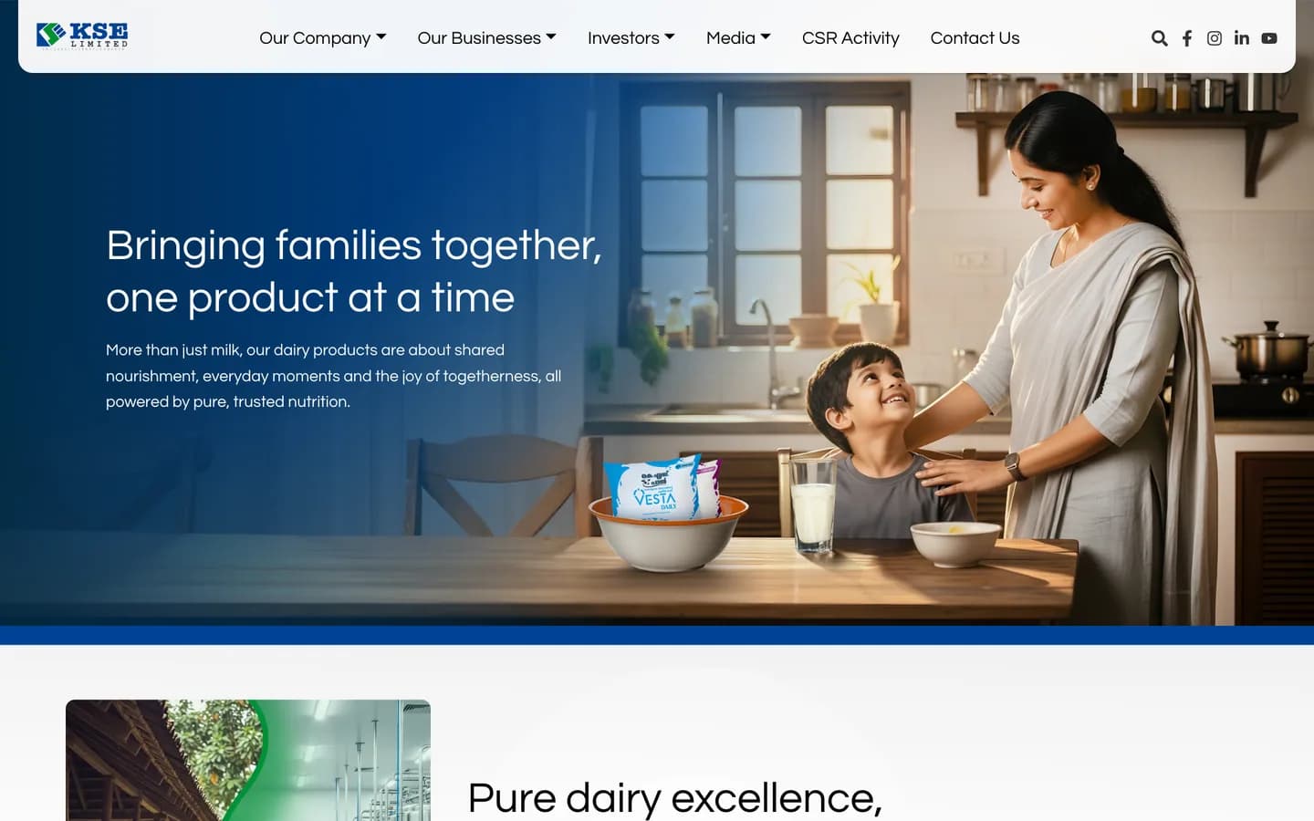 The KS Dairy Products page