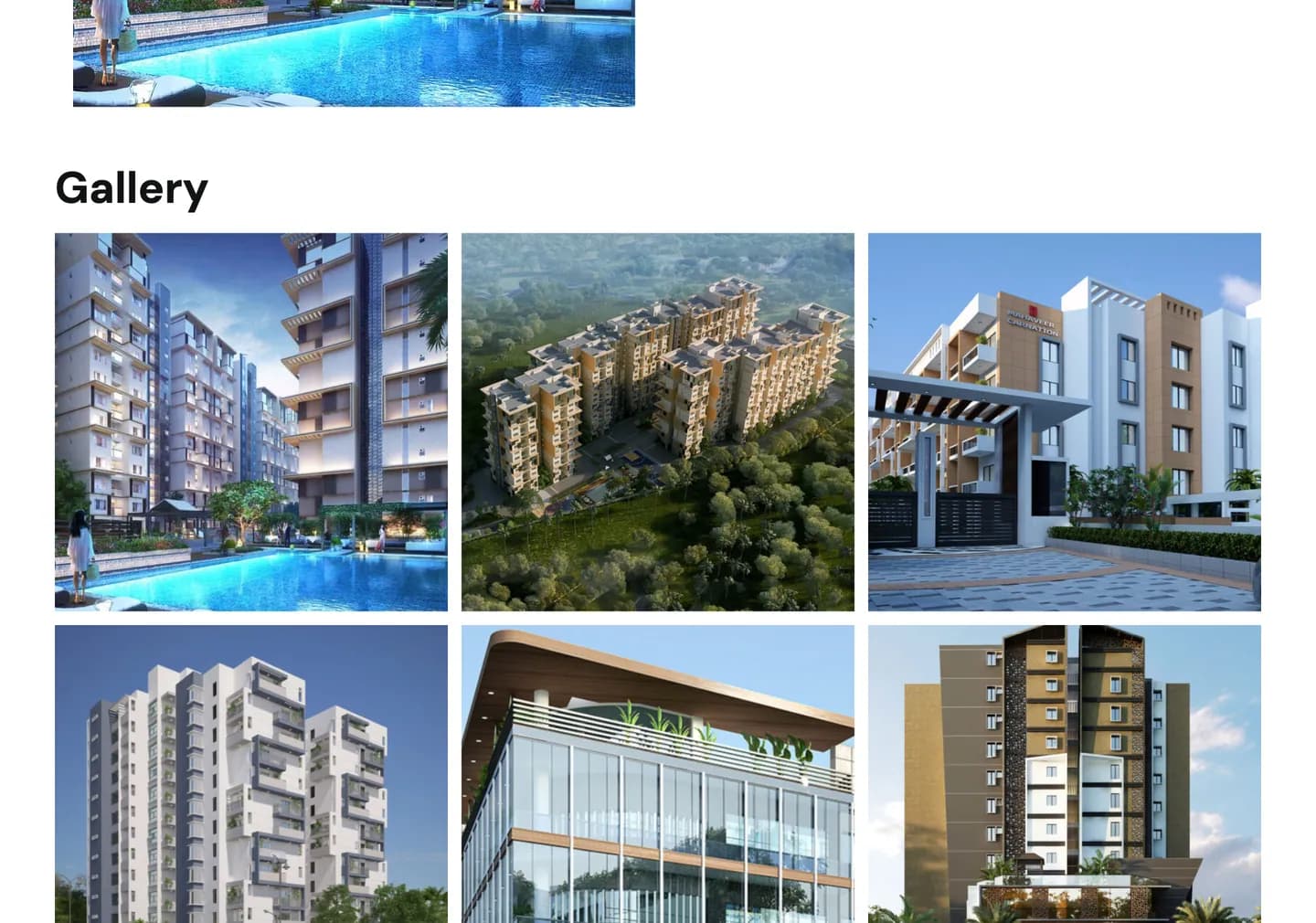 The project gallery of exterior renders
