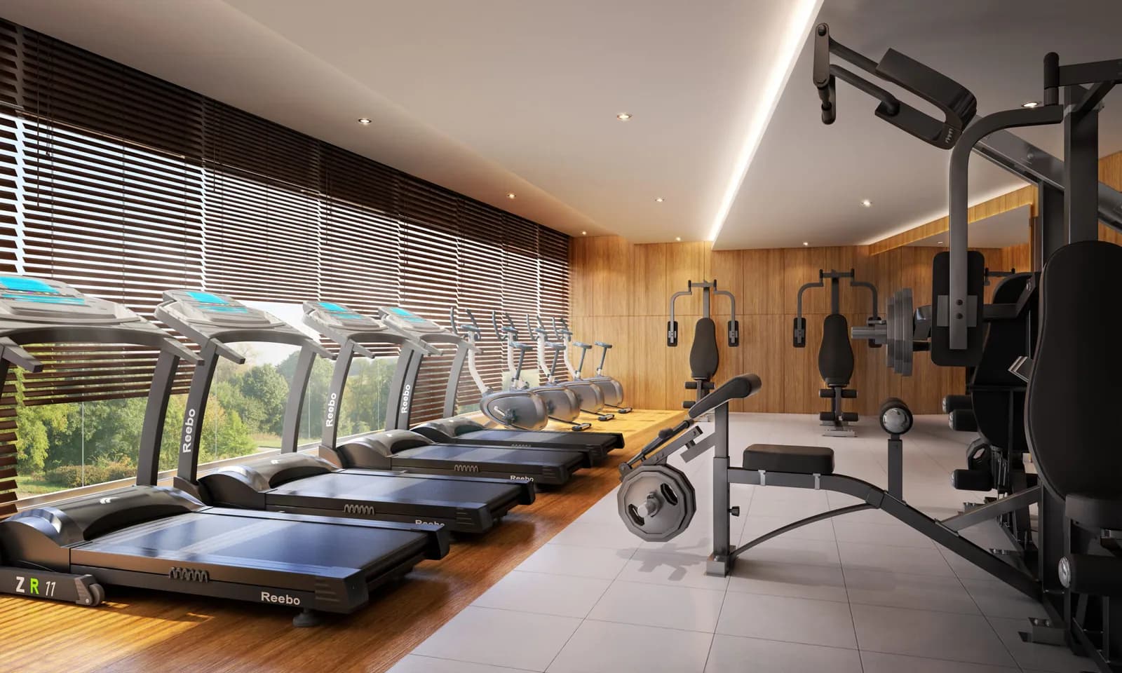 The gym at Mahaveer Celesse