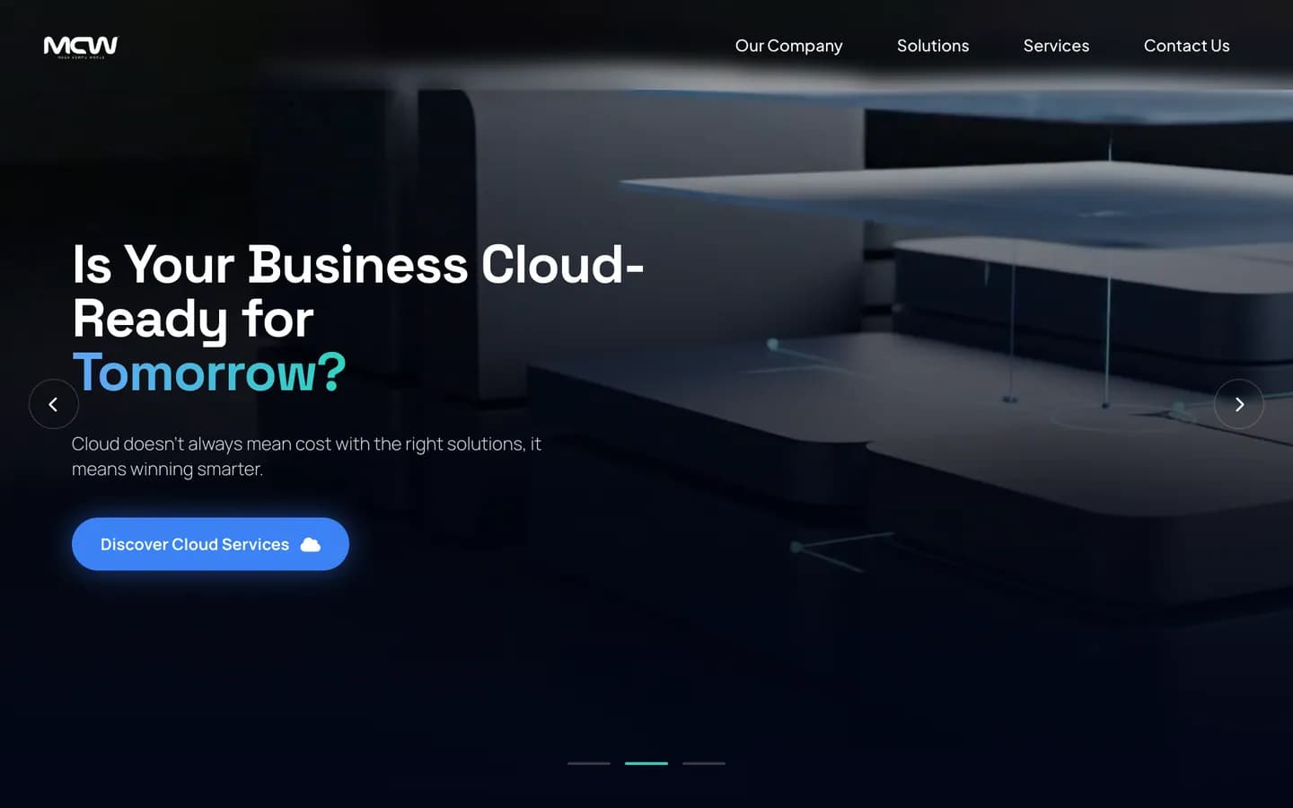 The homepage hero: “Is Your Business Cloud-Ready for Tomorrow?”