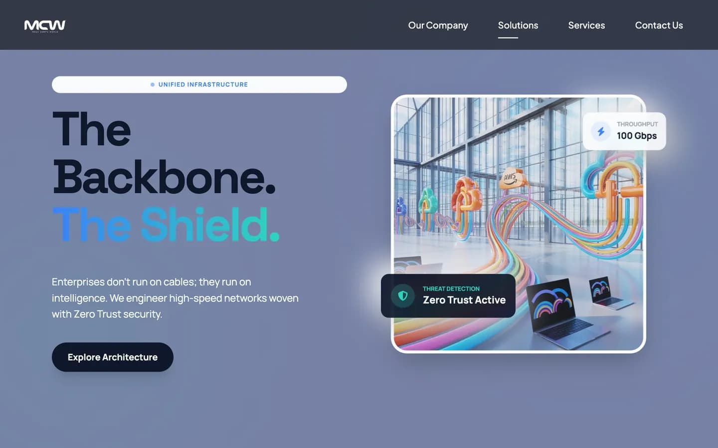 Enterprise Networking page — “The Backbone. The Shield.”
