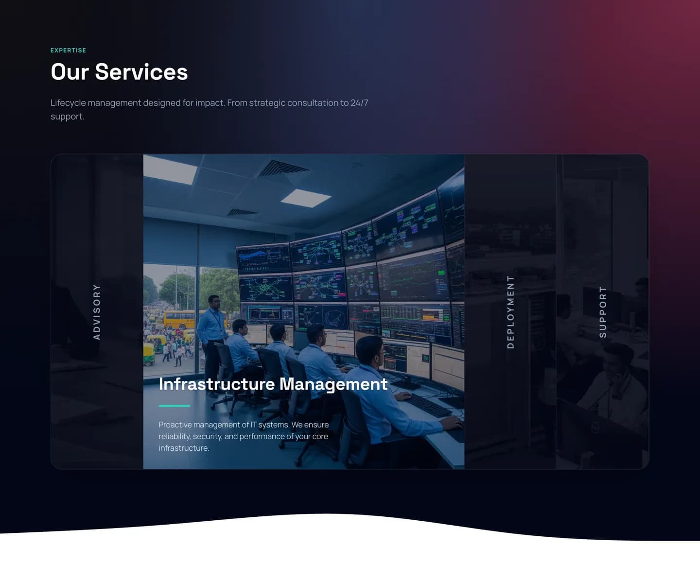 The services accordion with Infrastructure Management open