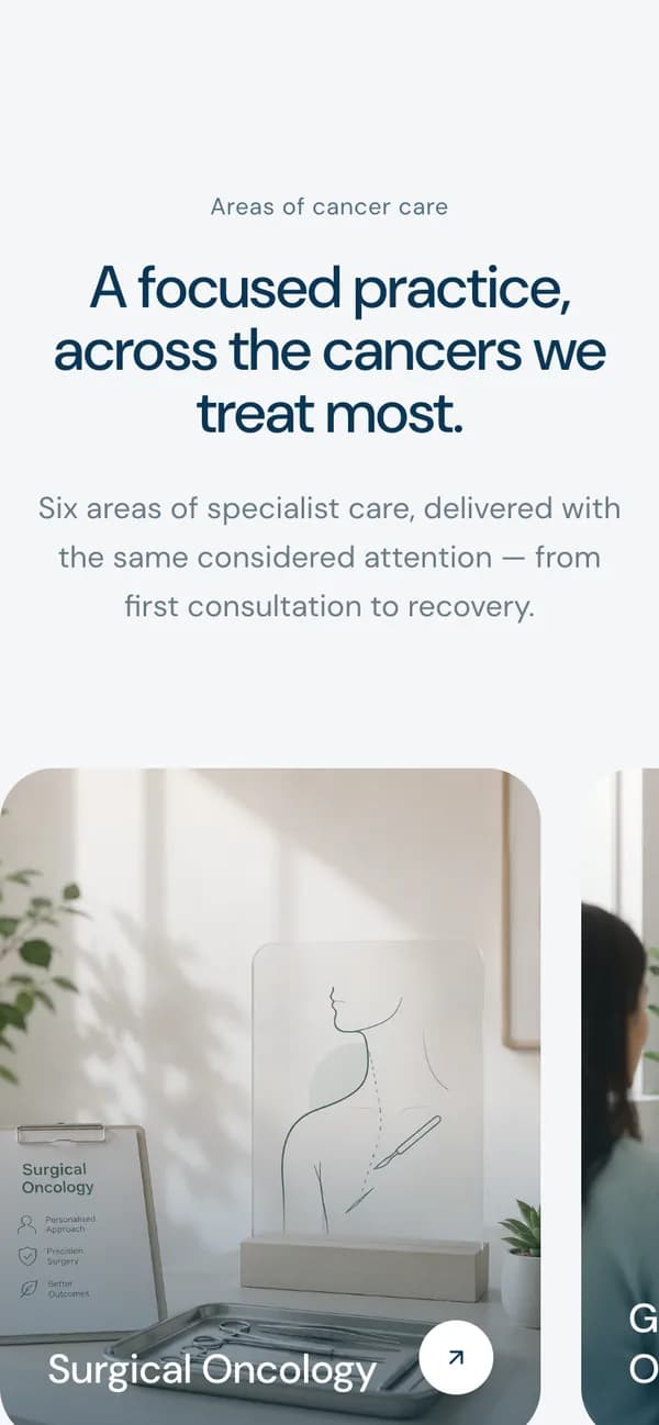 OncoVie على الهاتف — مجالات الرعاية