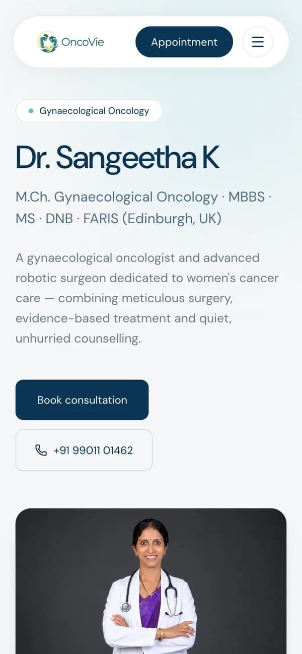 OncoVie على الهاتف — Dr. Sangeetha K