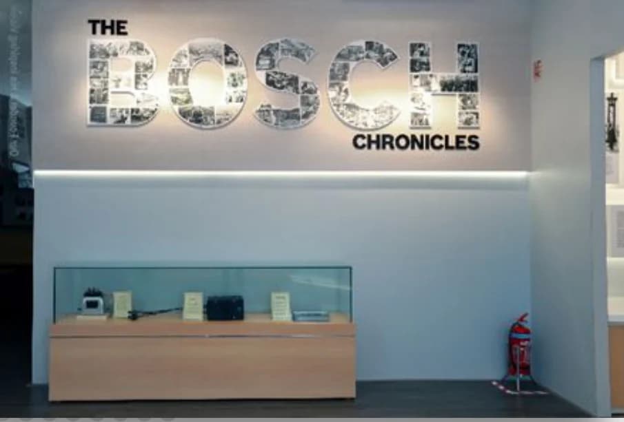 Bosch India Experience Centre: “The Bosch Chronicles” — the history wall and display cases