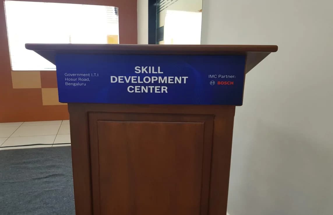 The inauguration podium: “Skill Development Center”