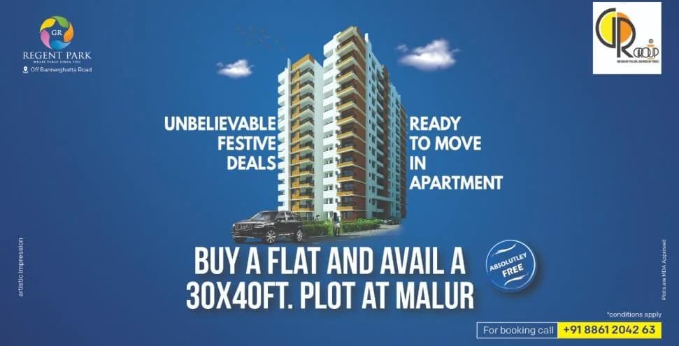 Web banner: unbelievable festive deals — buy a flat and avail a plot at Malur