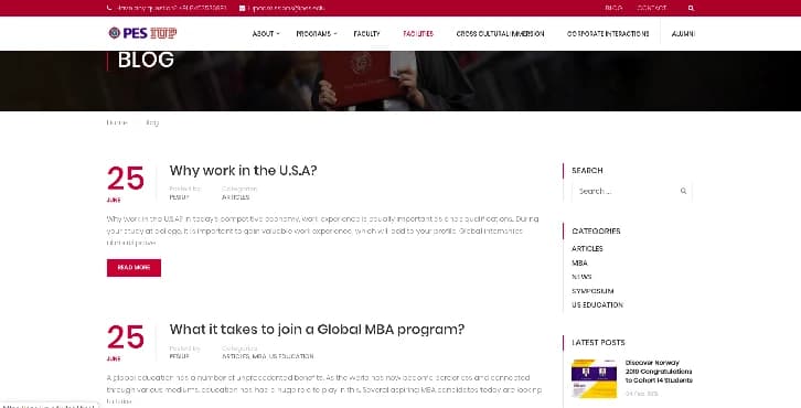 The PES IUP blog: “Why work in the USA?” and “What it takes to join a Global MBA program”