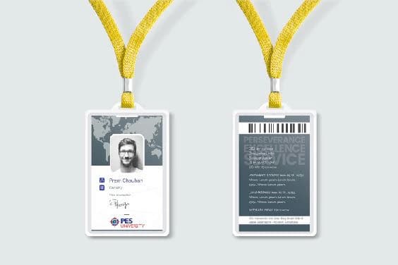 PES ID cards on yellow lanyards