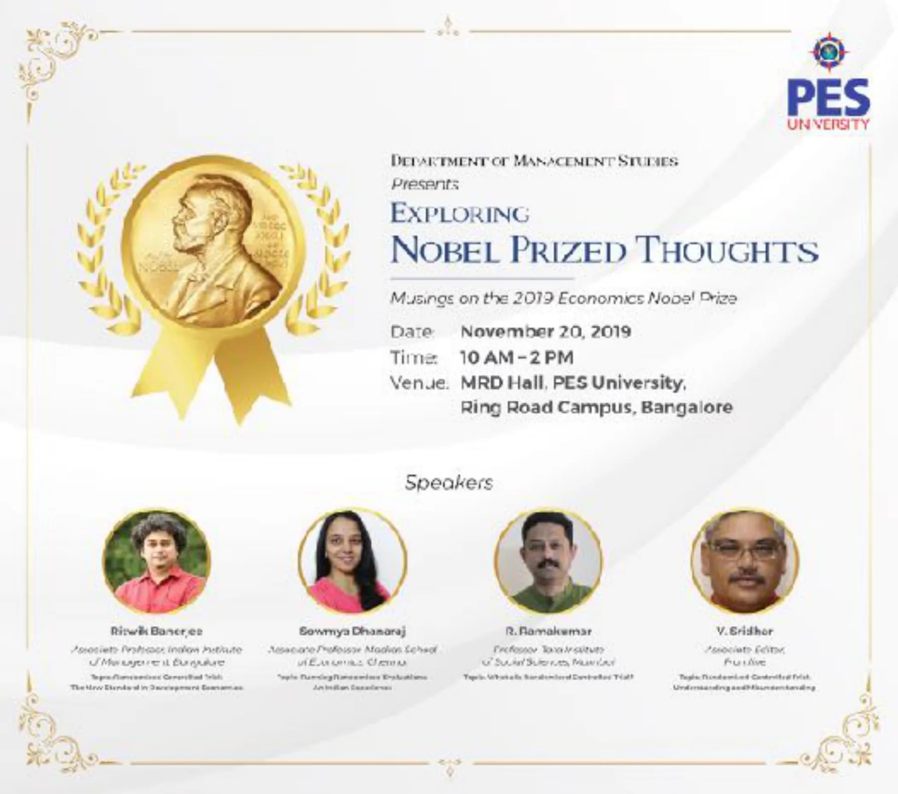 Invite: Exploring Nobel Prized Thoughts, with the four speakers