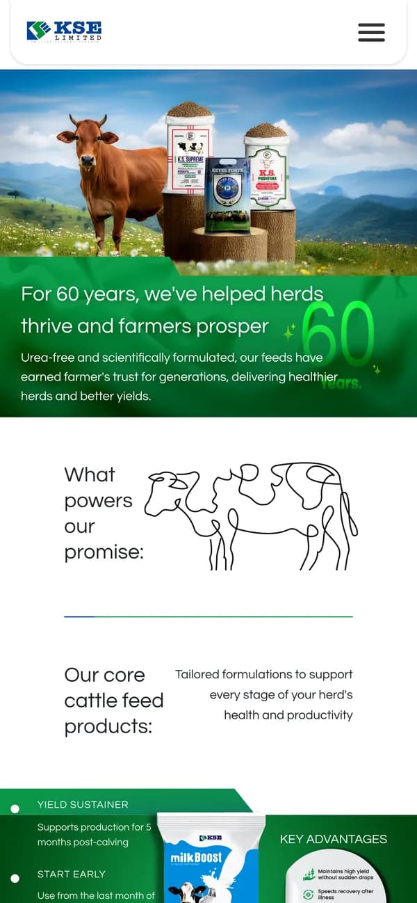 The Cattle Feeds business page on mobile