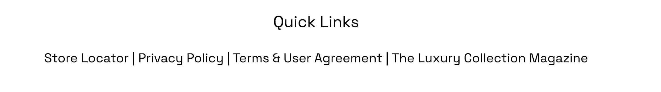 Footer quick links in a clean geometric sans
