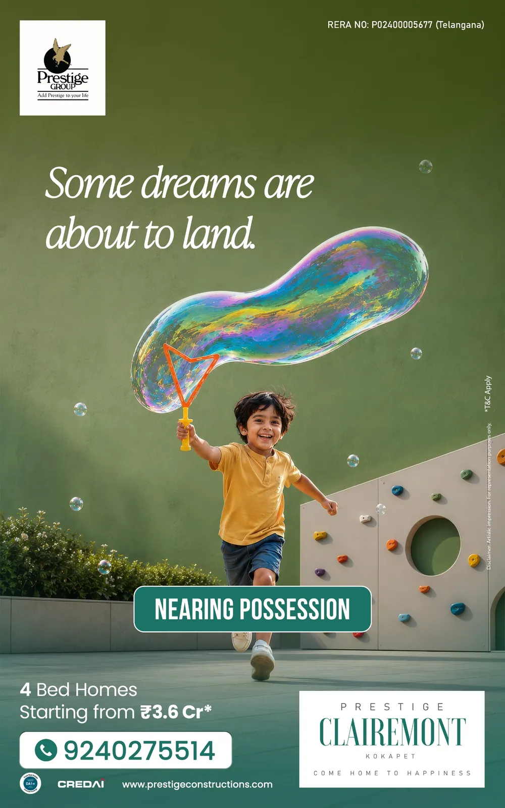 «Some dreams are about to land» (بعض الأحلام على وشك أن تتحقّق) — صبي يطارد فقاعة عملاقة، Clairemont، اقترب موعد الاستلام