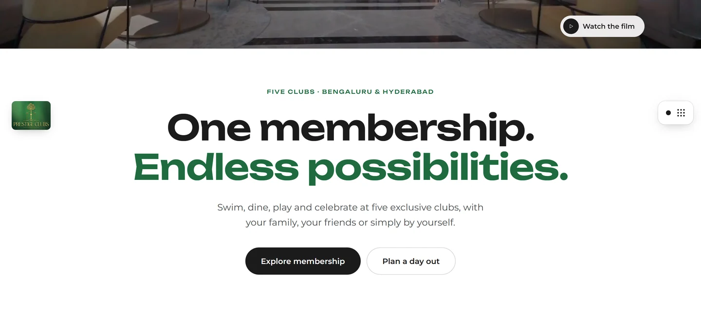 Hero typography: a small location label, the headline and one supporting sentence